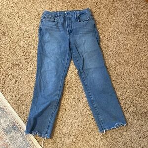 Raw hem cropped jean